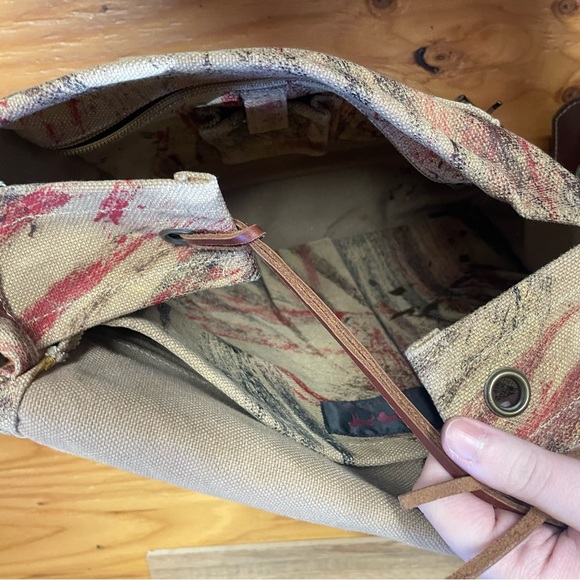 FREDD & BASHA Elephant Art Multi Canvas & Leather Crossbody Messenger Bag - Picture 8 of 14